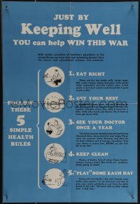 5k0643 JUST BY KEEPING WELL YOU CAN HELP WIN THIS WAR 14x20 WWII war poster 1940s 5 simple rules!