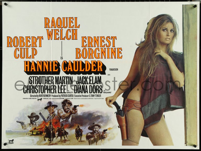 EMoviePoster Com K HANNIE CAULDER British Quad Sexiest Cowgirl Raquel Welch Art By