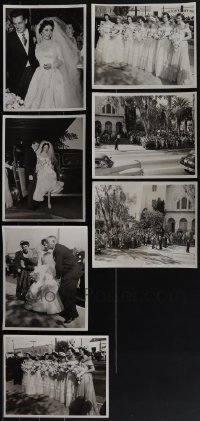 5m0528 LOT OF 7 8X10 ELIZABETH TAYLOR & CONRAD HILTON WEDDING PHOTOS 1950 great candid images!