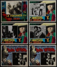 5m0297 LOT OF 6 SPANISH/US HORROR/SCI-FI LOBBY CARDS 1960s great scenes from three movies!