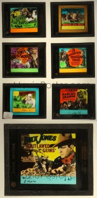 5m0556 LOT OF 7 CRACKED GLASS SLIDES 1920s Buck Jones, Gene Autry, 3 Mesquiteers & more!