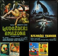 5m0668 LOT OF 6 FORMERLY FOLDED YUGOSLAVIAN POSTERS 1960s-1980s a variety of cool movie images!