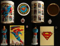 5m0104 LOT OF 6 SUPERMAN ITEMS 1970s-1980s cool tin can, pop-up book, pocket watch & more!