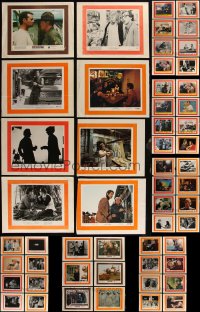 5m0390 LOT OF 54 8X10 STILLS GLUED TO BACKS OF LOBBY CARDS 1970s-1980s many great movie scenes!