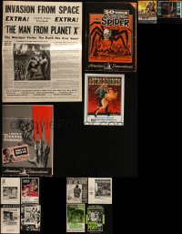 5m0061 LOT OF 18 LAMINATED HORROR/SCI-FI UNCUT PRESSBOOKS 1950s-1960s advertising for scary movies!