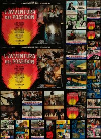 5m0689 LOT OF 94 FORMERLY FOLDED ITALIAN 19X27 PHOTOBUSTAS 1960s-1970s a variety of movie scenes!