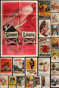 5m0148 LOT OF 65 FOLDED ONE-SHEETS 1950s-1960s great images from a variety of different movies!