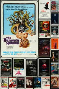 5m0157 LOT OF 50 FOLDED HORROR/SCI-FI ONE-SHEETS 1970s-1980s great images from scary movies!