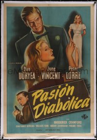 5p0872 BLACK ANGEL linen Argentinean 1946 tough Dan Duryea, sexy June Vincent, Peter Lorre with gun!