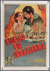 5p0877 FIRE OVER ENGLAND linen Argentinean 1937 A. Wagener art of Laurence Olivier & Vivien Leigh!