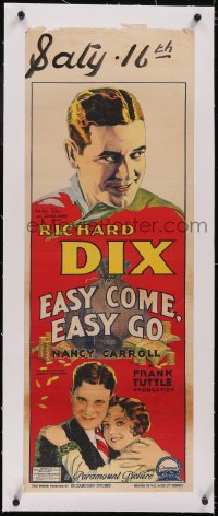 5p1069 EASY COME EASY GO linen long Aust daybill 1928 Richardson Studio art of Dix & Carroll, rare!