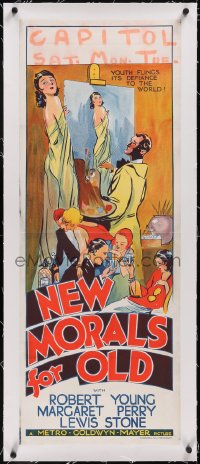 5p1081 NEW MORALS FOR OLD linen long Aust daybill 1932 youth flings its defiance, Powis art, rare!