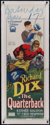 5p1088 QUARTERBACK linen long Aust daybill 1926 Richard Dix, Richardson Studio football art, rare!