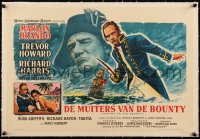 5p1280 MUTINY ON THE BOUNTY linen Belgian 1962 cool different art of Marlon Brando & Trevor Howard!