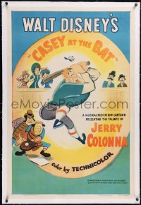 5p0452 CASEY AT THE BAT linen 1sh 1954 Disney, art of baseball player from classic poem, ultra rare!