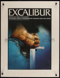 5p1264 EXCALIBUR linen Czech 11x16 1982 John Boorman, cool medieval fantasy sword artwork by Vlach!