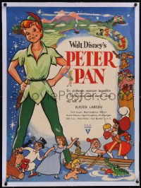 5p0813 PETER PAN linen Danish 1953 Walt Disney cartoon fantasy classic, different art, ultra rare!