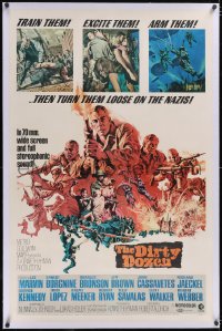 5p0683 DIRTY DOZEN linen 70mm 1sh 1968 Bronson, Brown, Marvin, Aldrich cool Frank McCarthy art!