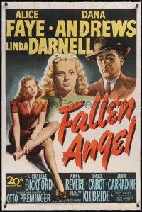 5p0485 FALLEN ANGEL linen 1sh 1945 Preminger, Alice Faye, Dana Andrews, sexy bad girl Linda Darnell!