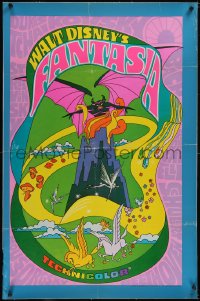 5p0486 FANTASIA linen 1sh R1970 Disney classic musical, great psychedelic fantasy artwork!