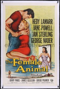 5p0488 FEMALE ANIMAL linen 1sh 1958 artwork of sexy Hedy Lamarr, Jane Powell & George Nader!