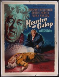 5p0401 MURDER AT THE GALLOP linen French 1p 1964 great Roger Soubie art of Margaret Rutherford!