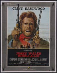 5p0823 OUTLAW JOSEY WALES linen French 23x30 1976 Roy Andersen art of Clint Eastwood with two guns!