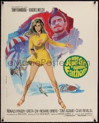 5p0827 FATHOM linen French 18x23 1967 different Vanni Tealdi montage art of sexy Raquel Welch!