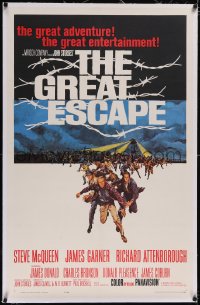 5p0505 GREAT ESCAPE linen 1sh 1963 Steve McQueen, Charles Bronson, John Sturges classic prison break!