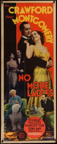 5p0340 NO MORE LADIES insert 1936 sexy Joan Crawford, Robert Montgomery, Franchot Tone, ultra rare!