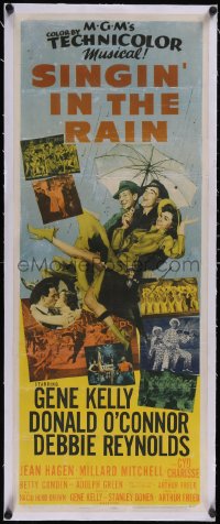 5p0937 SINGIN' IN THE RAIN linen insert 1952 Gene Kelly, Donald O'Connor, Debbie Reynolds, rare!