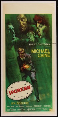 5p1271 IPCRESS FILE linen Italian locandina 1965 great different art of English spy Michael Caine!