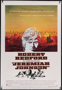 5p0697 JEREMIAH JOHNSON linen style B 1sh 1972 art of Robert Redford by CoConis, Sydney Pollack!