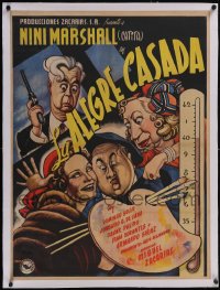 5p1196 LA ALEGRE CASADA linen Mexican poster 1951 wonderful Ernesto Garcia Cabral art of top stars!