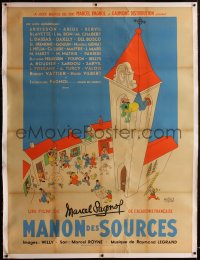 5p0347 MANON OF THE SPRING linen Monacan 47x63 1953 Manon Des Sources, Pagnol, Dubout art, rare!