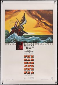 5p0583 OLD MAN & THE SEA linen 1sh 1958 Spencer Tracy, Ernest Hemingway, John Sturges, Rehberger art!