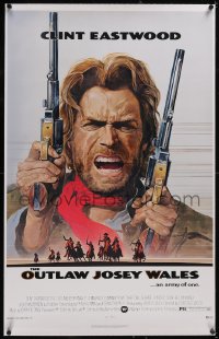 5p0714 OUTLAW JOSEY WALES linen NSS style 1sh 1976 Clint Eastwood is an army of one, Anderson art!