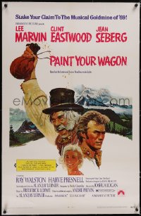 5p0585 PAINT YOUR WAGON linen 1sh 1969 Ron Lesser art of Clint Eastwood, Lee Marvin & Jean Seberg!