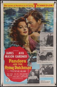 5p0586 PANDORA & THE FLYING DUTCHMAN linen 1sh 1951 romantic c/u of James Mason & sexy Ava Gardner!