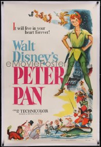 5p0590 PETER PAN linen 1sh 1953 Walt Disney, art of J.M. Barrie's boy who would not grow up, rare!