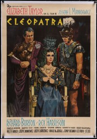 5p0796 CLEOPATRA linen Spanish 1964 Terpning art of Liz Taylor, Richard Burton & Rex Harrison, rare!