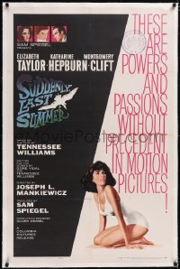 5p0631 SUDDENLY, LAST SUMMER linen 1sh 1960 artwork of super sexy Elizabeth Taylor in swimsuit!