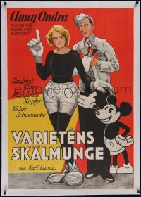 5p0766 FAIR PEOPLE linen Swedish 1930 Anny Ondra as Mickey Mouse by a real unauthorized Mickey!