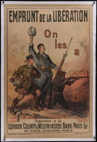 5p0363 EMPRUNT DE LA LIBERATION linen 31x47 French WWI war poster 1918 Bouisset art, ultra rare!