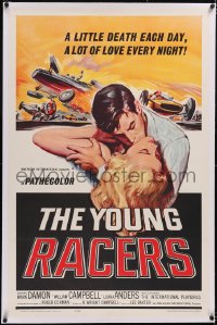 5p0671 YOUNG RACERS linen 1sh 1963 a little death each day, a lot of love every night, cool art!