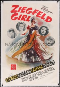 5p0737 ZIEGFELD GIRL linen style D 1sh 1941 James Stewart, Judy Garland, Hedy Lamarr, Lana Turner!