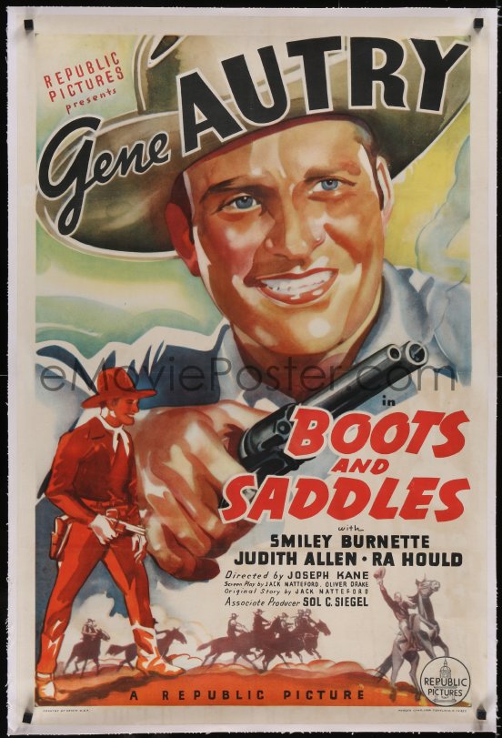 eMoviePoster.com: 5p0444 BOOTS & SADDLES linen 1sh 1937 art of singing ...