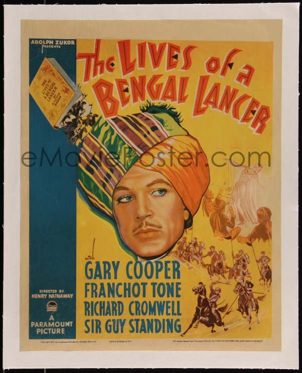 eMoviePoster.com: 5p0082 LIVES OF A BENGAL LANCER linen WC R1937 great ...