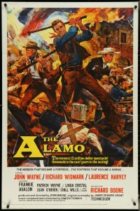 5r0268 ALAMO 1sh 1960 Brown art of John Wayne & Richard Widmark in Texas War of Independence!