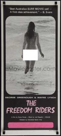 5r0174 FREEDOM RIDERS Aust daybill 1972 completely naked Aussie surfer girl, black design!